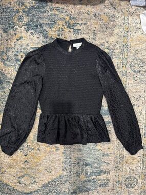 Top shop Black Textured Long-Sleeve Top